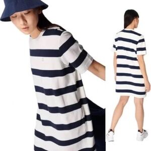 Sweaty Betty 100% Recycled Cotton Essentials White/Black Striped Mini Dress Sz S